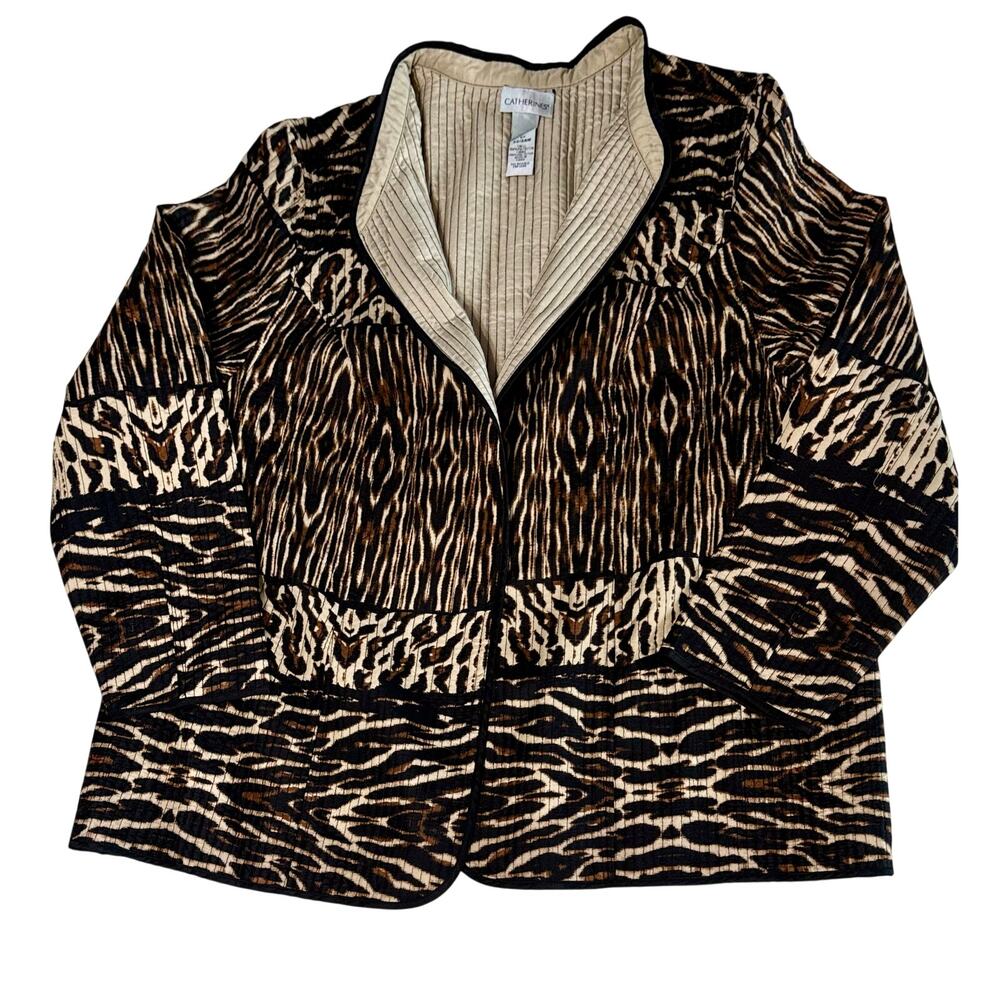 Catherines Reversible Quilted Jacket Animal Print / Neutral Women’s Plus Size 2X
